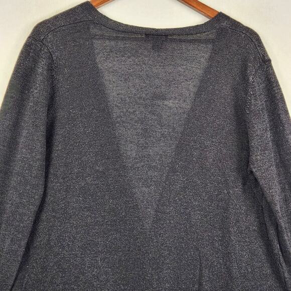 Halogen Linen Blend Open Front Cardigan Women’s SZ LG Navy Blue Long Sleeve EUC - Picture 6 of 11